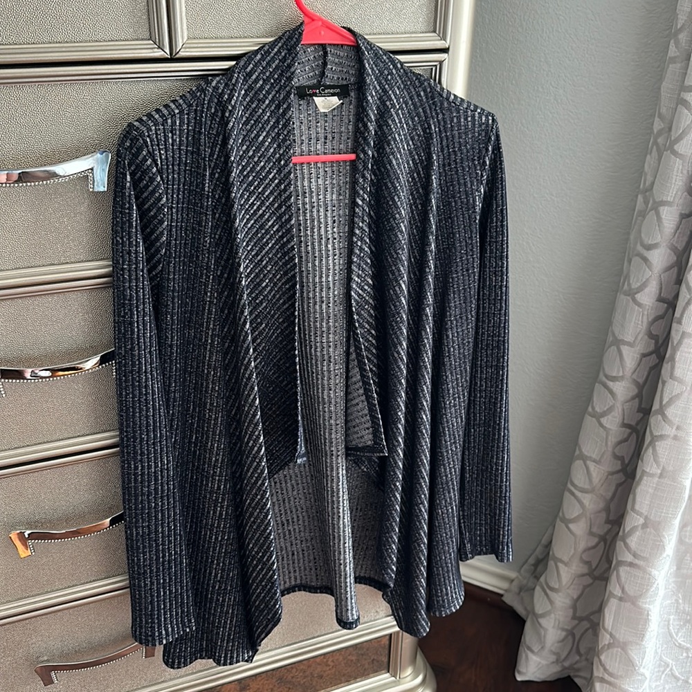 Size medium navy blue striped cardigan
